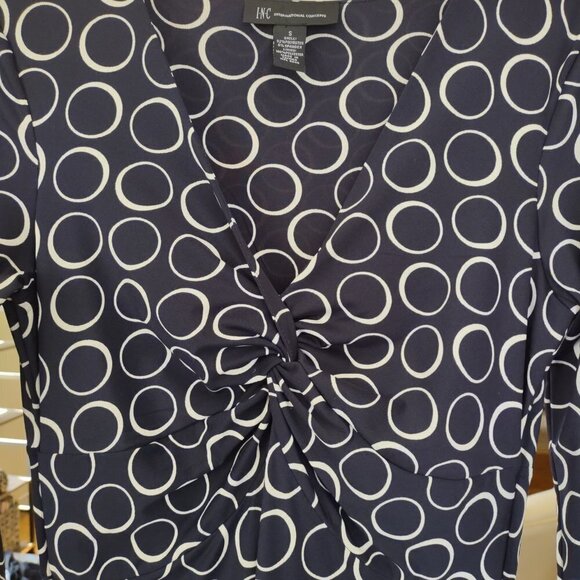 INC Retro Front Knot A-Line Dress Disco Vibes Fit & Flare Size Small - Picture 6 of 7